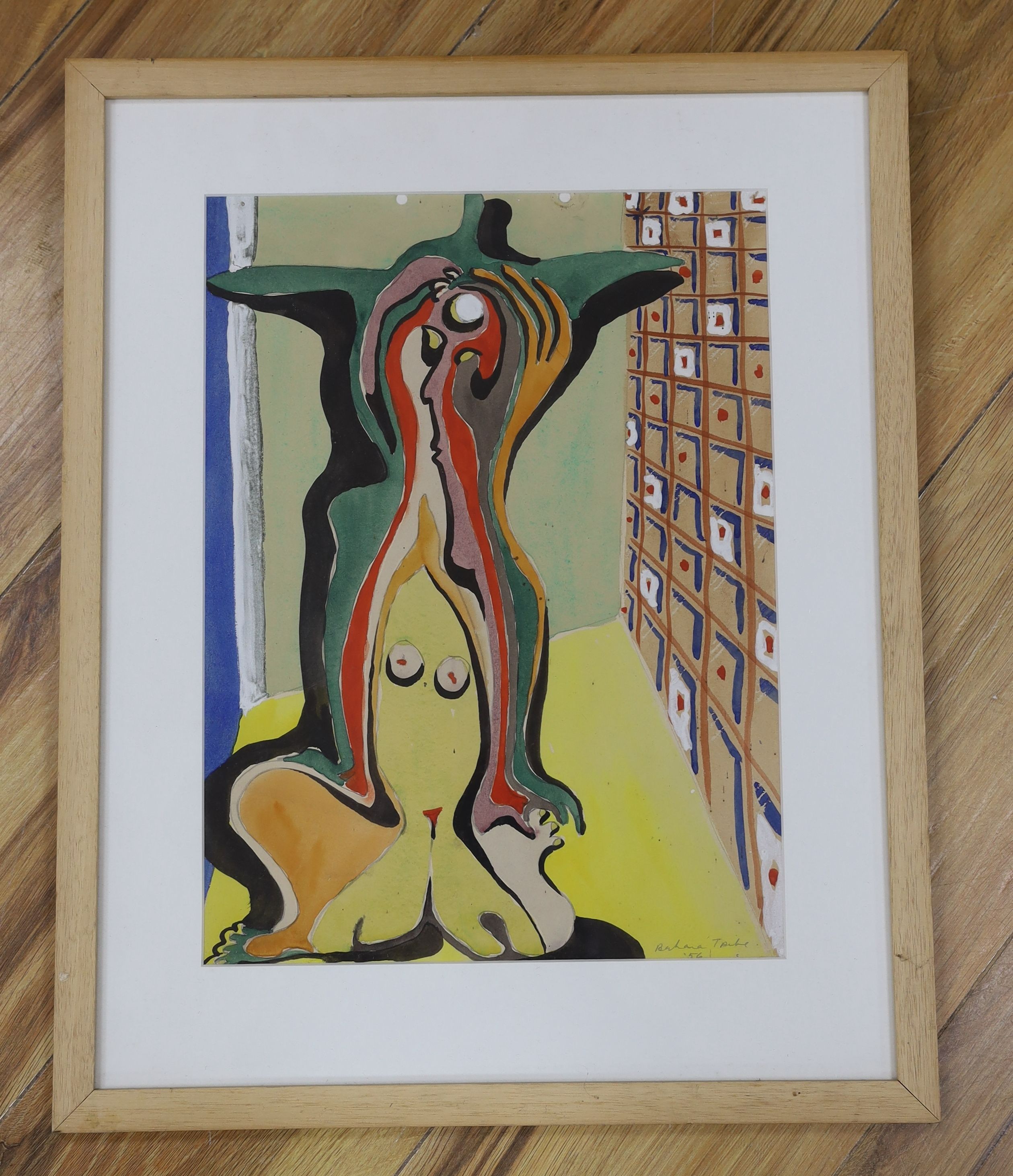 Barbara Tribe (1913-2000), watercolour, Abstract form, signed and dated '56, 37 x 27cm